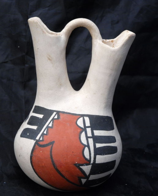 OLD Wedding Vase Old South West Native American Indian Pottery , Signed Anselmo or Anselma Carraseo
