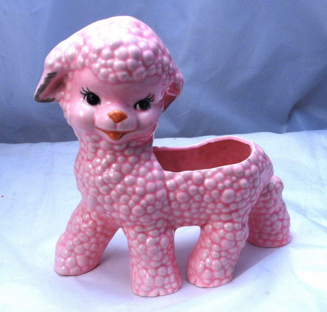 Pinky Pink Lamb Pottery Planter ( large )
