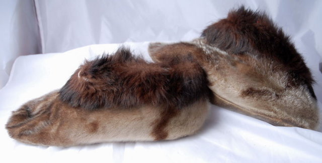 Seal Fur Slippers with Beaver Trim. Men's