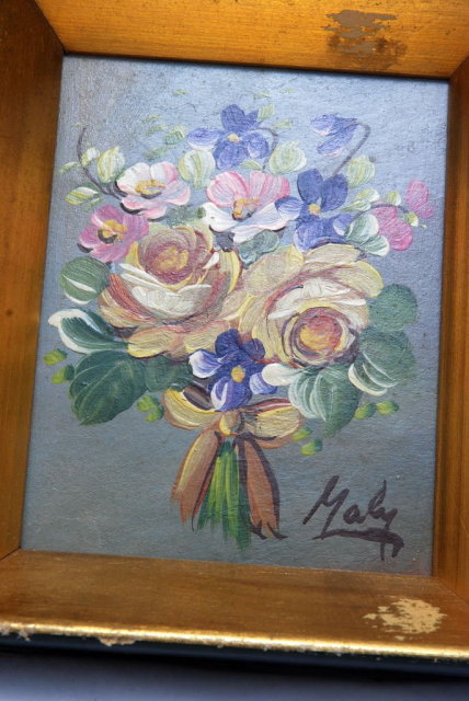 Small Floral Bouquet Oil Painting in Frame