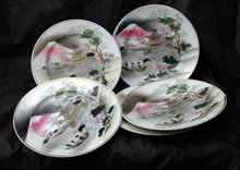 5 Japanese Moriage Mt. Fuji Plates, Japan
