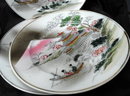 5 Japanese Moriage Mt. Fuji Plates, Japan