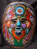 Mexican Talavera Folk Art Mask Red Clay Pottery