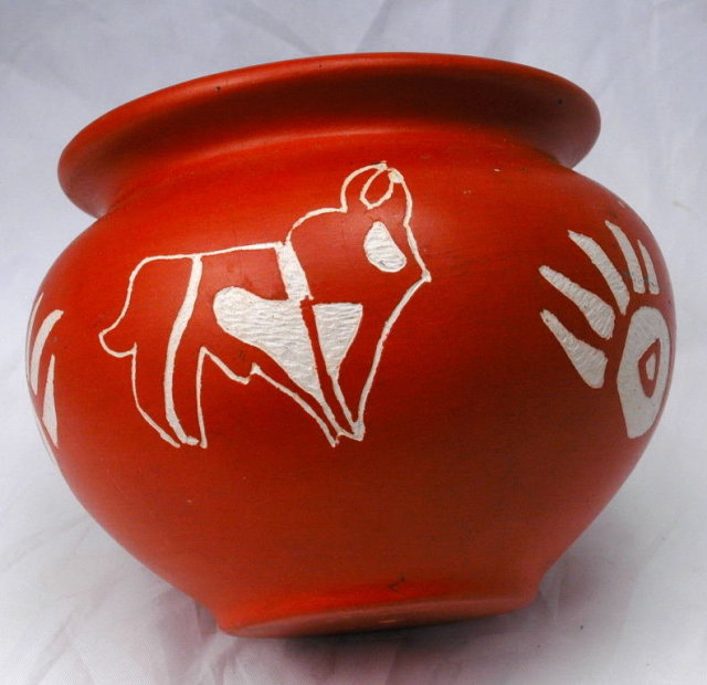 Contemporary Native American Pottery Bowl Marked LCA **PRICE REDUCED**!