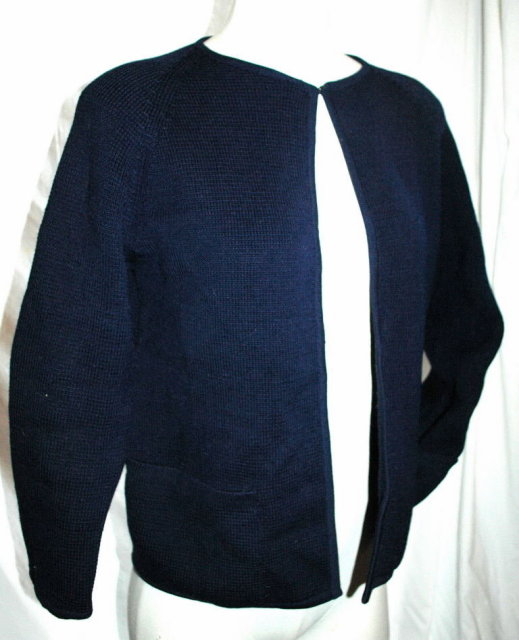 I. Magnin Dark Blue Wool Cardigan Sweater