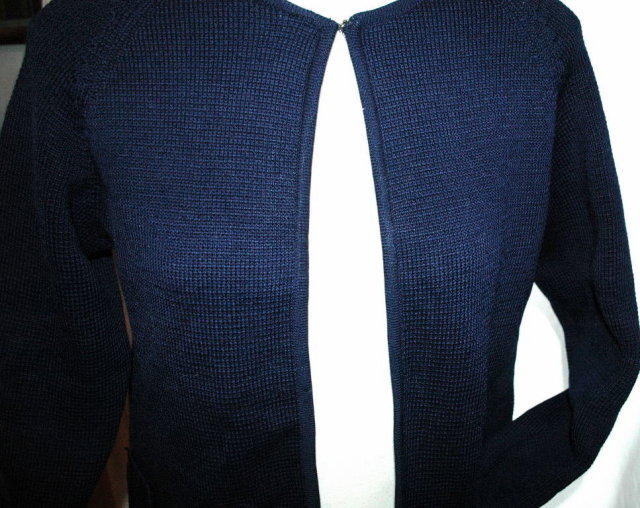 I. Magnin Dark Blue Wool Cardigan Sweater
