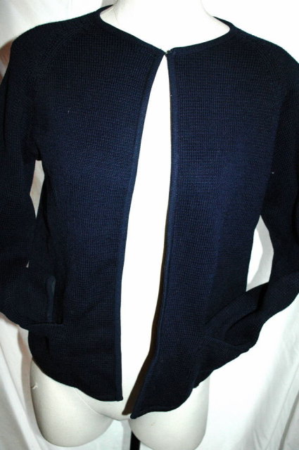 I. Magnin Dark Blue Wool Cardigan Sweater