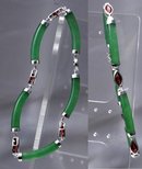 Chrysoprase & Garnet Sterling Links Bracelet