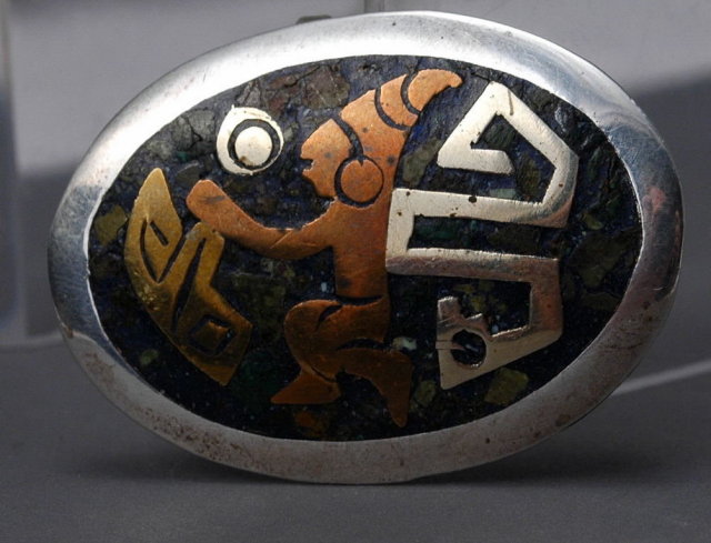 Metales Casados Mix Metal Sterling Mexican Diety Brooch/ Pin
