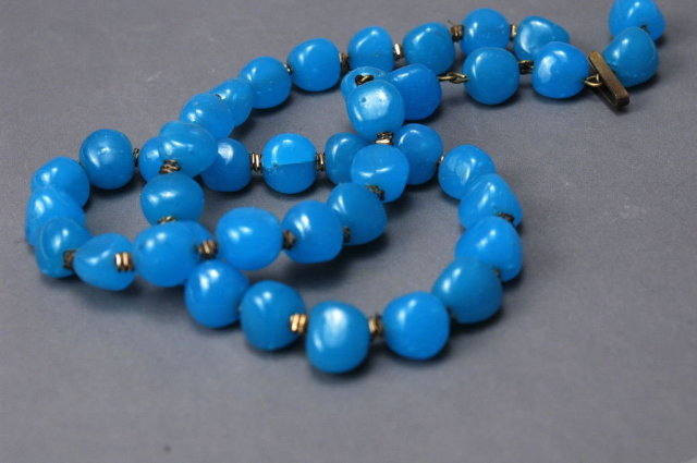 Blue Peking or Italian Glass Beaded Necklace marked Italy **PRICE REDUCED**!