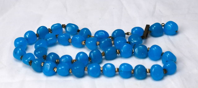 Blue Peking or Italian Glass Beaded Necklace marked Italy **PRICE REDUCED**!