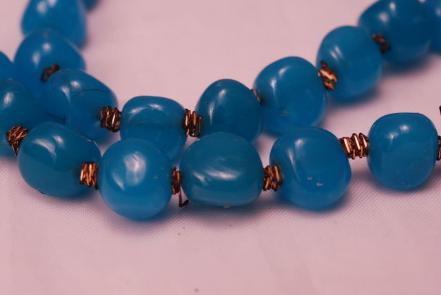 Blue Peking or Italian Glass Beaded Necklace marked Italy **PRICE REDUCED**!