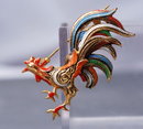 Rooster Spain Damascene Enamel Vintage Pin Brooch