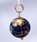 14k gold & lapis globe charm or pendant. inlaid with other semi-precious gemstones
