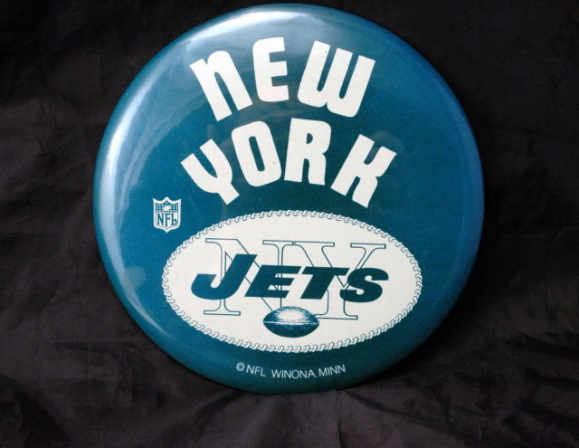 Vintage New York Jets NFL Pinback Button Oversized 6