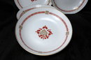 4 Asian White Porcelain Dishes or Bowls Hand Painted Red Gold **PRICE REDUCED!**