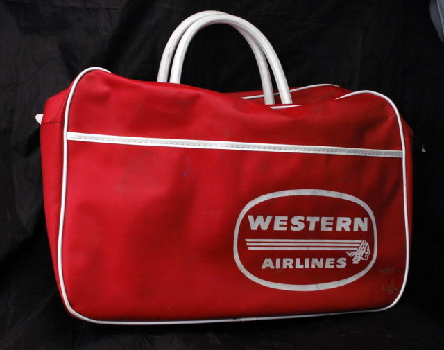 Vintage Western Airlines Indian Head Travel Tote Bag Aviation RARE **PRICE REDUCED!**