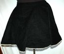 Black Corduroy Skating Skirt with Rick Rack Trim