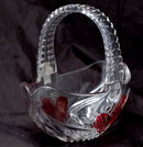 Anna Huitte Bleikristall Handcrafted Cut Lead Crystal Basket with Ruby Flash