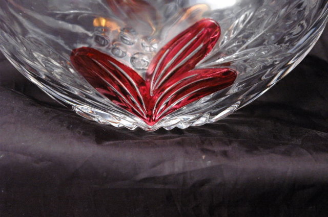 Anna Huitte Bleikristall Handcrafted Cut Lead Crystal Basket with Ruby Flash