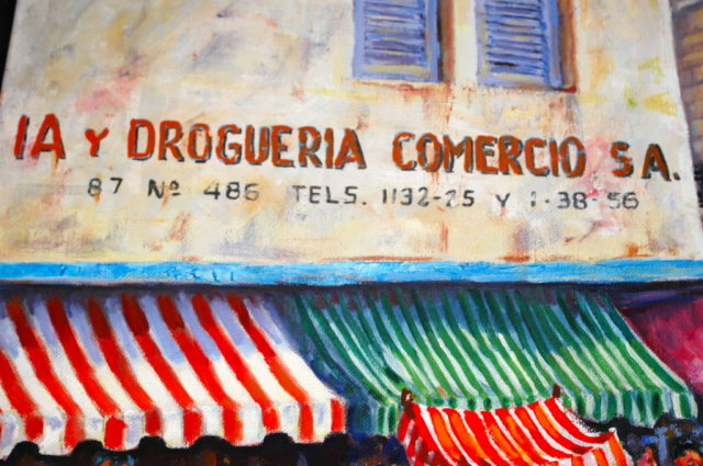 Lively Mexican or Latin American Street Scene Oil Painting on Canvas Signed by Andersen 88