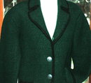 Vintage Thick Boiled Wool Bolero Jacket Green /Black with Pewter Buttons