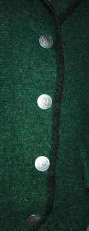 Vintage Thick Boiled Wool Bolero Jacket Green /Black with Pewter Buttons