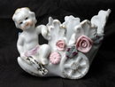Cherub Angel Cornucopia Planter Porcelain, Made in Japan