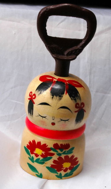 Kokeshi doll Bottle Opener / wood and cast iron **PRICE REDUCED!**