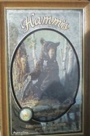 HAMM'S BREWERY ADVERTISING BEER WOOD FRAMED MIRROR BLACK BEAR WITH HONEY BEE 1ST IN THE SERIES