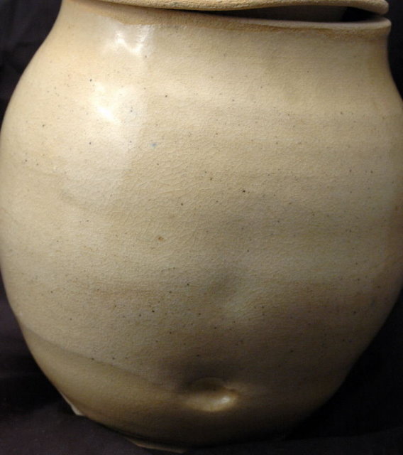 Ethnic Frog Design Studio Pottery Stoneware Jar with Lid