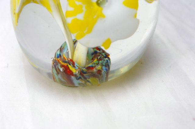 Norcrest Japan Glass Paper Weight Yellow Lilies