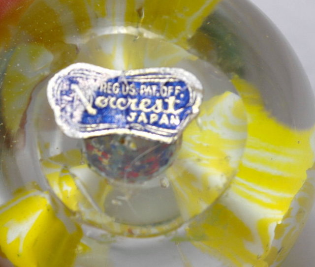 Norcrest Japan Glass Paper Weight Yellow Lilies