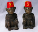 Monkey wearing a Fez Salt and Pepper Shaker set