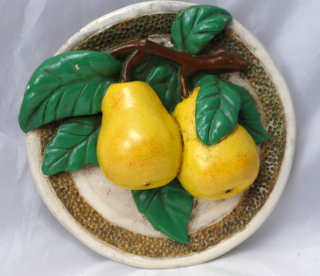 Old Pear Plaster Wall Plaque vintage kitchen decor