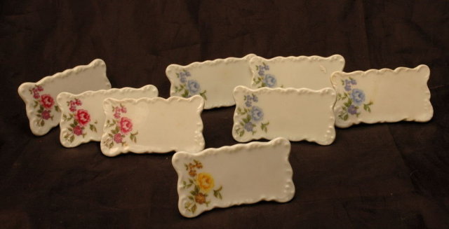 8 Vintage Porcelain Place Card Stands