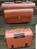 Leather Business Travel Computer & Files Luggage Case , Wheeled with Telescoping Handle, Saint James / Randy