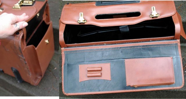 Leather Business Travel Computer & Files Luggage Case , Wheeled with Telescoping Handle, Saint James / Randy