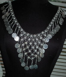 Silver Chain and Dangling Coin Belly Dancing Belt or Necklace