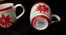 5 Hand painted Poinsettia Coffee Ceramic Mugs or Cups