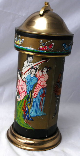 Brass Glass Musical Bar Decanter Oriental Design 1950's Japan
