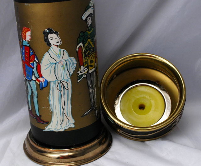 Brass Glass Musical Bar Decanter Oriental Design 1950's Japan