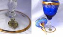 A Florentine Original Blue / Gold Glass Footed Urn - Elegant Apothecary Jar Shaped
