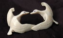Carved Walrus Ivory Flying Snow Goose Earrings Native Alaskan or Eskimo Art