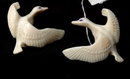 Carved Walrus Ivory Flying Snow Goose Earrings Native Alaskan or Eskimo Art