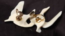 Carved Walrus Ivory Flying Snow Goose Earrings Native Alaskan or Eskimo Art