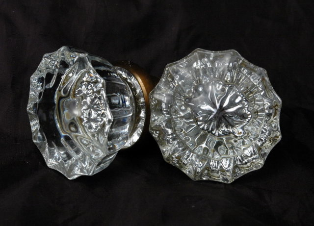 Pair of Crystal Glass Door Knobs