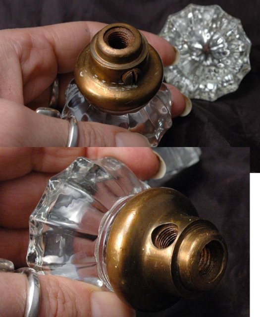 Pair of Crystal Glass Door Knobs