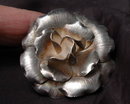 Large Rose Sterling Taxco Mexico Sterling Silver Brooch Pendant signed Lasana
