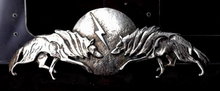 Native American Sterling Silver Wolf Moon Lightening Pin Cast & Hand Wrought